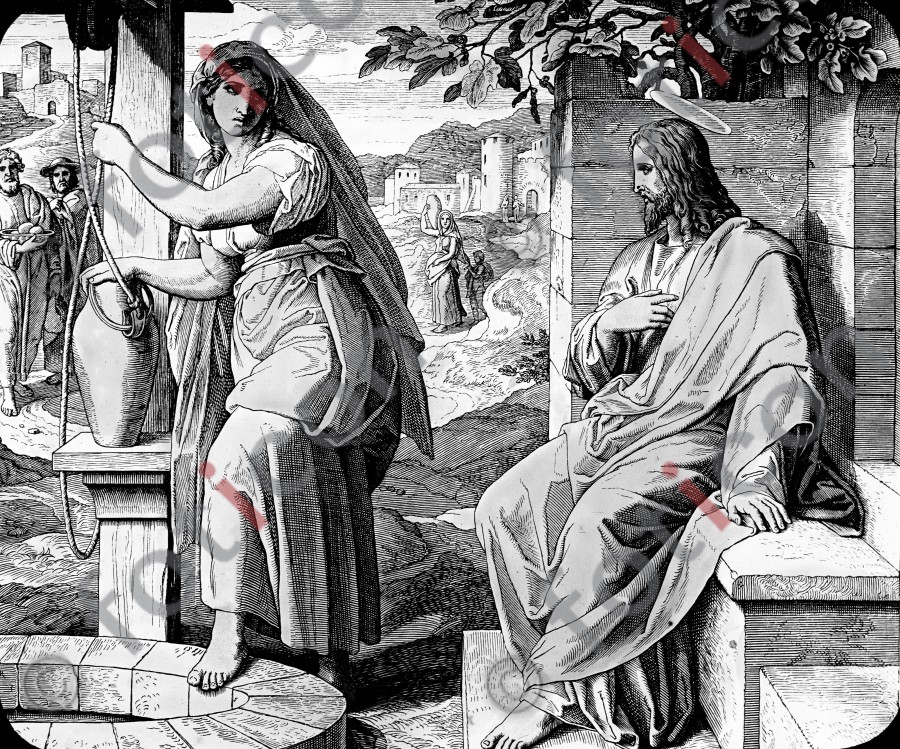 Jesus und die Samariterin | Jesus and the Samaritan Woman - Foto foticon-simon-043-sw-020.jpg | foticon.de - Bilddatenbank für Motive aus Geschichte und Kultur